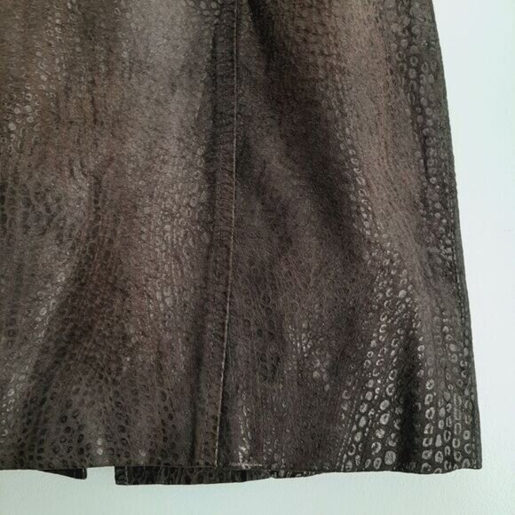DANIER Reptile Pattern 100% Genuine Suede Leather Pencil Knee Length Brown Sz 4 - Picture 7 of 14